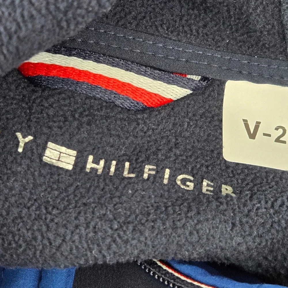 Tommy Hilfiger Men Jacket Large Blue Colorblock Fleece Lined‎ Hooded Full Zip